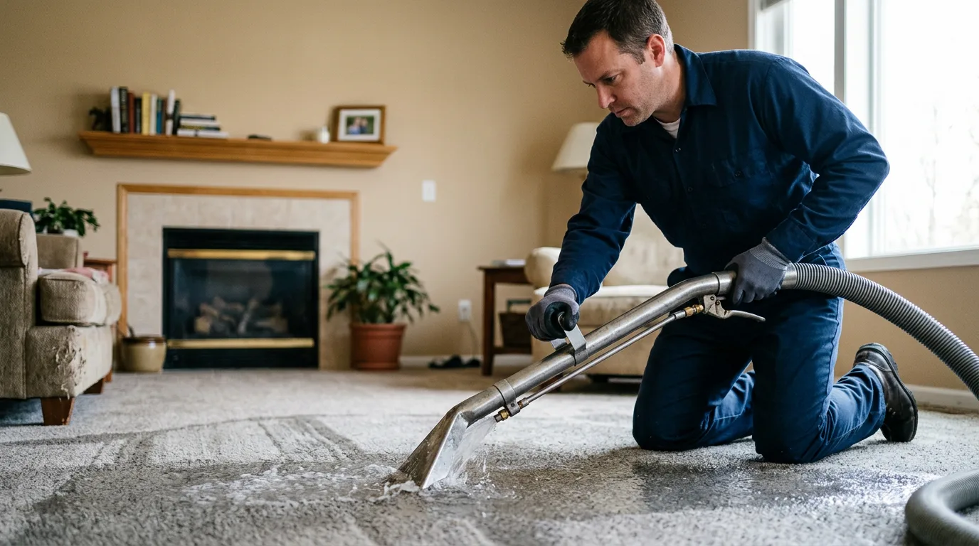 Water damage restoration technician working near Michigan, ND
